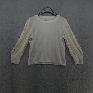 Madewell Sweater Womens Small Cream Knit Cropped‎ Loose Lightweight Ribbed